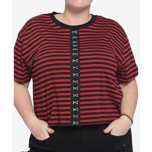 Hot Topic Shirt With Corset Clasps 5x 5- Gothcore Emocore Y2K Alternative Stripe